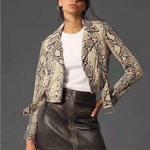 Walter Baker Women's Leather Snake Print Jacket - Gray and Brown